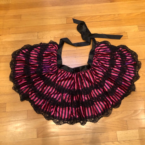Pink and Black Striped Bustle Skirt